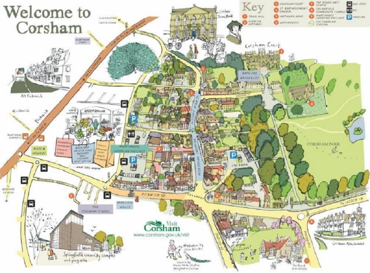 Hotel The Methuen Arms Corsham Exterior foto Corsham Town Map